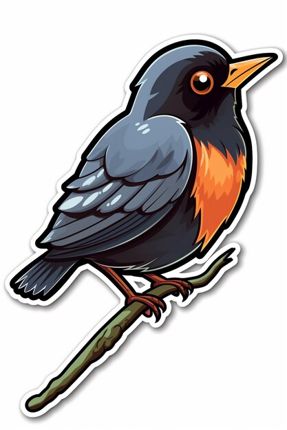 There is a sticker of a bird sitting on a branch generative ai