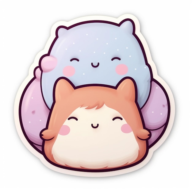 Photo there is a sticker of a cat and a cat sleeping together generative ai
