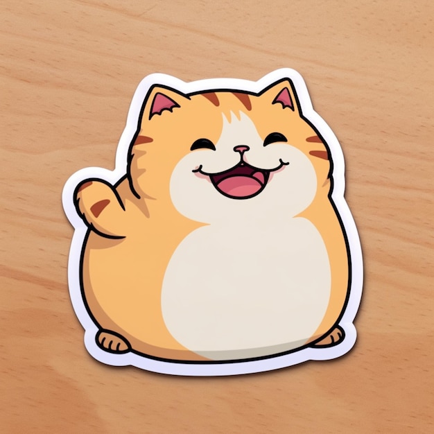 There is a sticker of a cat sitting on a table generative ai