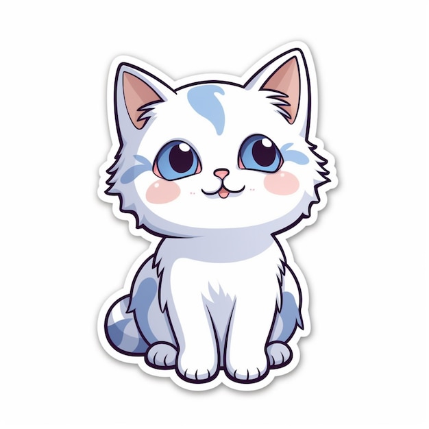 there is a sticker of a cat with blue eyes generative ai