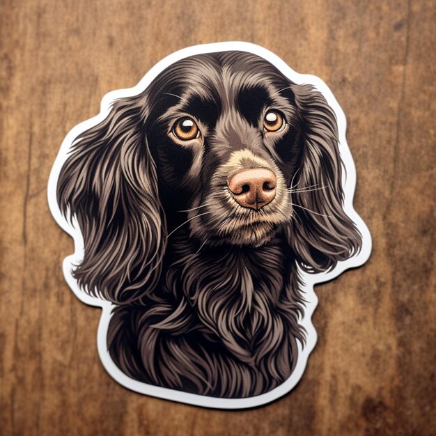 Photo there is a sticker of a dog with a long hair generative ai