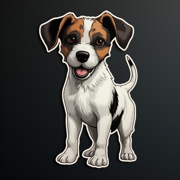 there is a sticker of a dog with a tongue sticking out generative ai