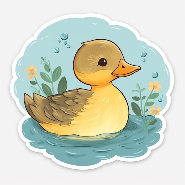 There is a sticker of a duck floating in the water generative ai