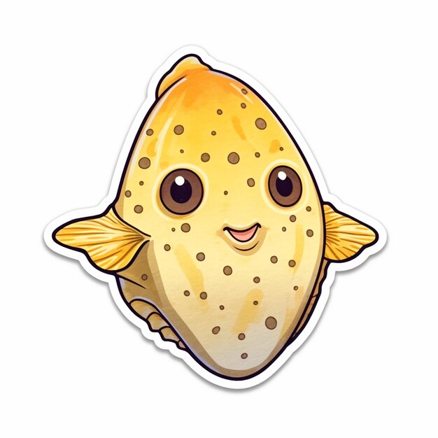 Photo there is a sticker of a fish with a big smile on it generative ai