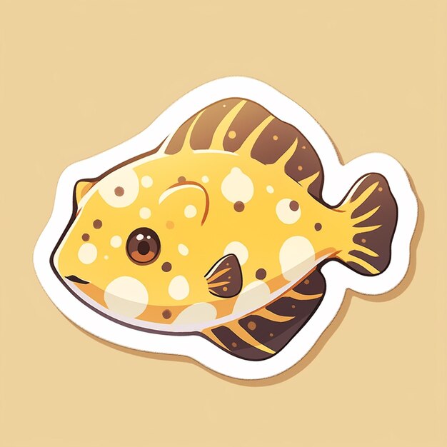 Photo there is a sticker of a fish with a brown and white pattern generative ai