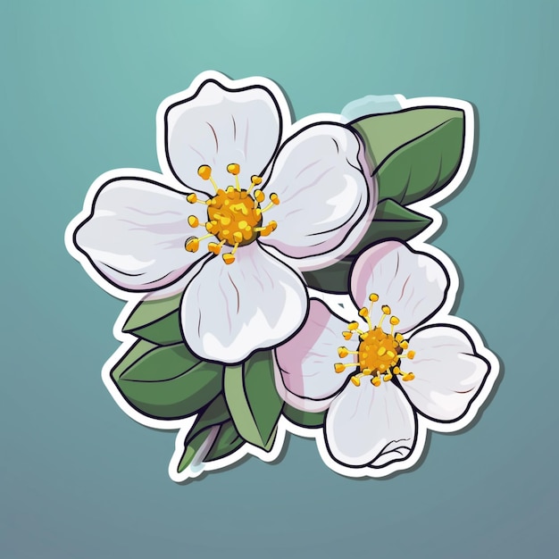 there is a sticker of a flower with leaves on it generative ai