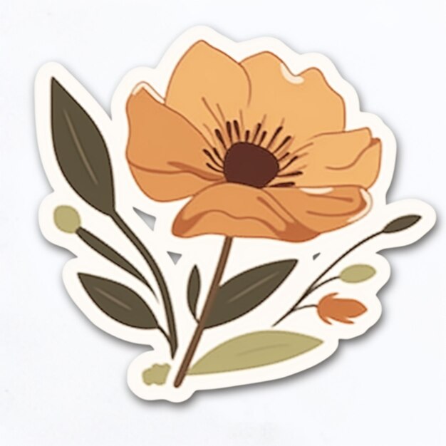 there is a sticker of a flower with leaves on it generative ai