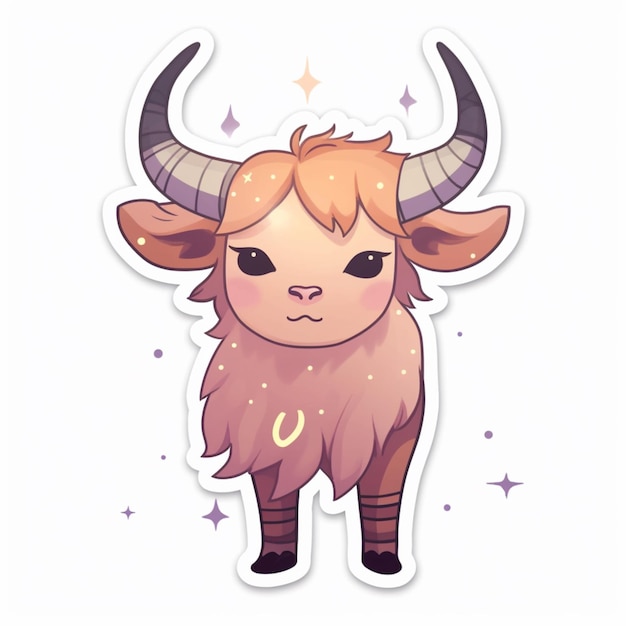 Photo there is a sticker of a horned animal with a star on its forehead generative ai