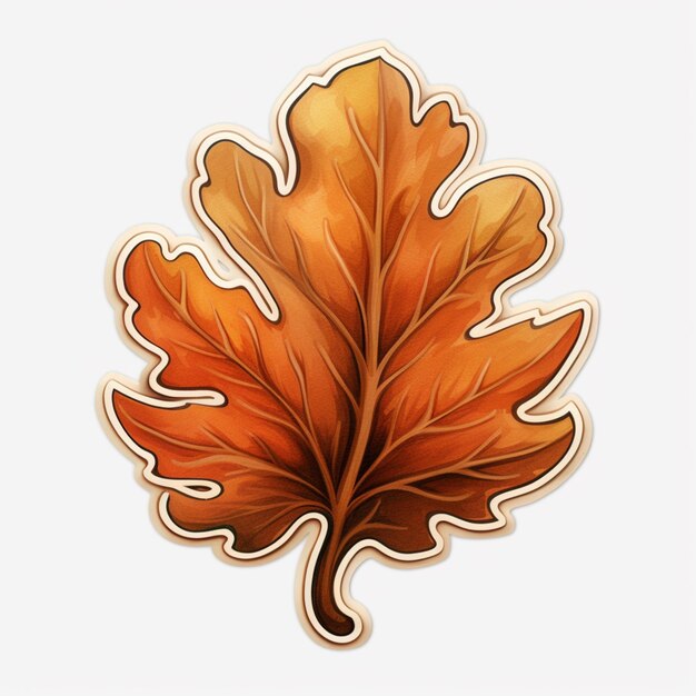 Photo there is a sticker of a leaf with a brown leaf on it generative ai
