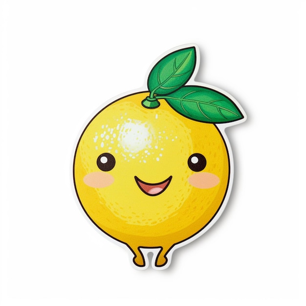 there is a sticker of a lemon with a leaf on it generative ai