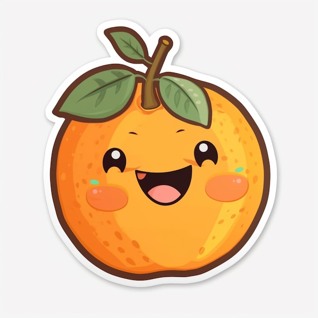 there is a sticker of a orange with a happy face generative ai