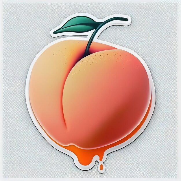 Photo there is a sticker of a peach with a leaf on it generative ai