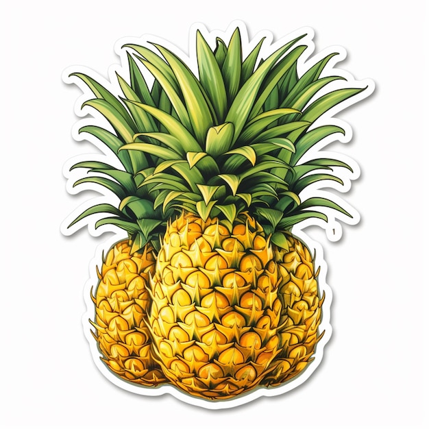 there is a sticker of a pineapple with a green leaf generative ai