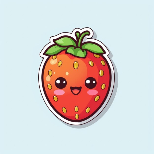 there is a sticker of a strawberry with a face on it generative ai