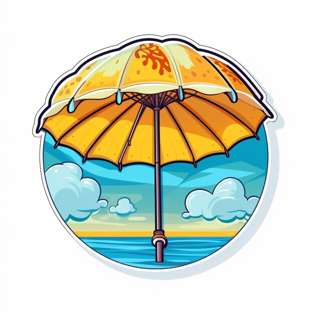 Photo there is a sticker of an umbrella on the beach generative ai