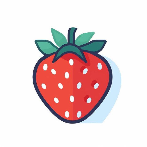 Photo there is a strawberry with a green stem on a white background generative ai