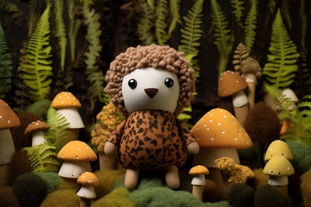 There is a stuffed animal that is sitting in the grass generative ai