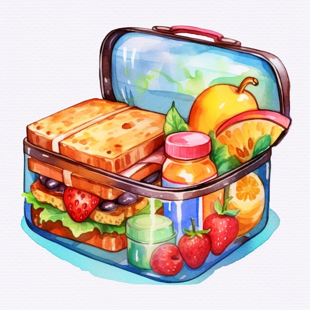 There is a suitcase with a sandwich generative ai