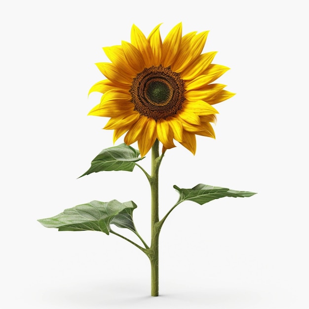 There is a sunflower that is standing up on a white surface generative ai