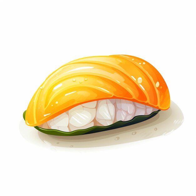 there is a sushi on a plate with a leaf on it generative ai