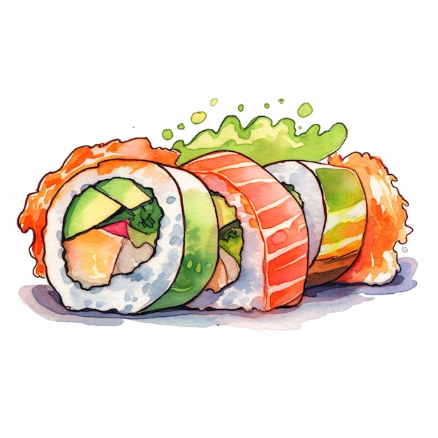 There is a sushi roll with different ingredients on it generative ai