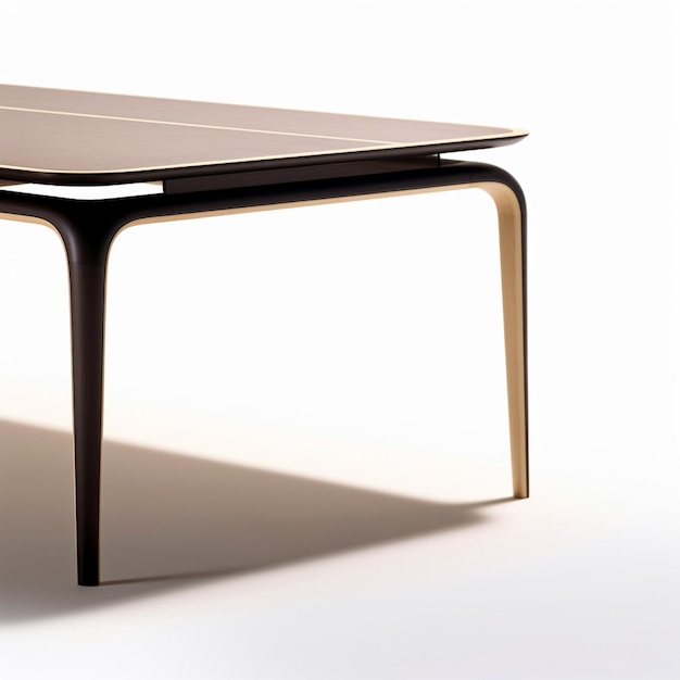 Foto c'è un tavolo con una parte superiore nera e una base bianca generativa ai