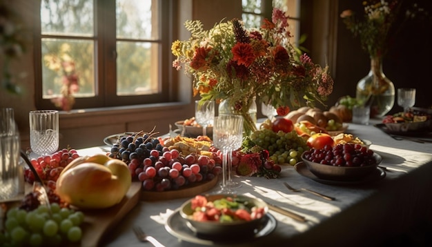 There is a table with a bunch of fruit on it generative ai