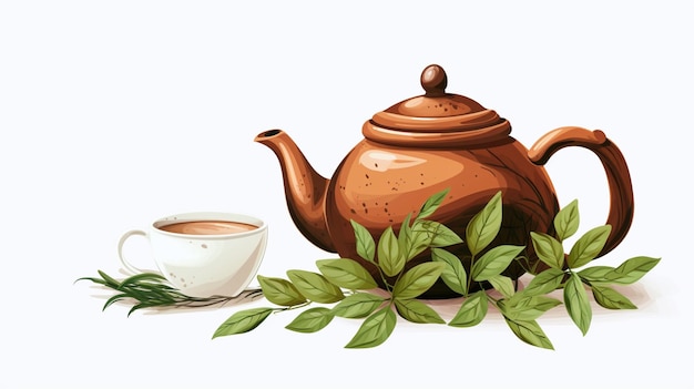 there is a tea pot and a cup of tea on the table generative ai