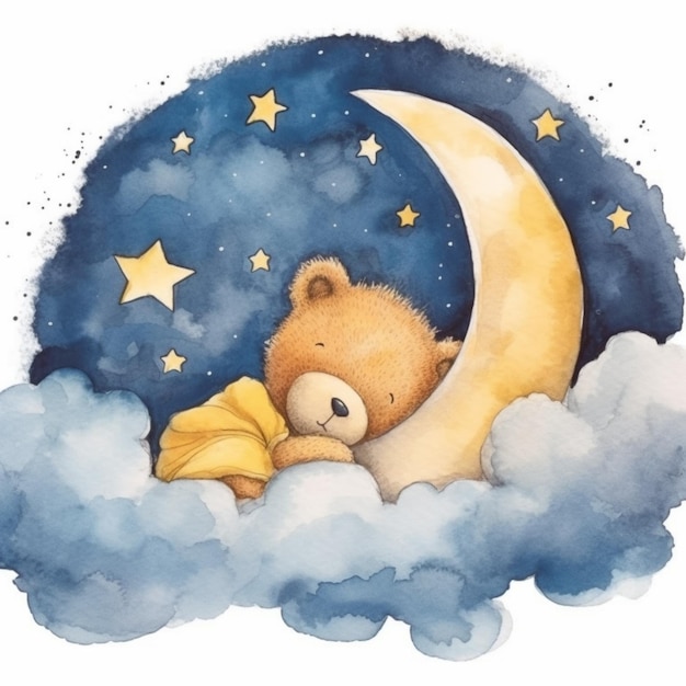 There is a teddy bear that is sleeping on the moon generative ai