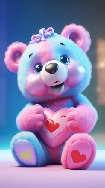 there is a teddy bear with a heart on its chest generative ai