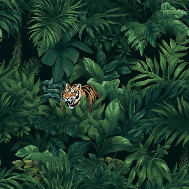 Foto c'è una tigre che sta camminando attraverso la giungla generativa ai