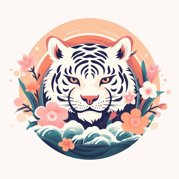 There is a tiger with a flower in its mouth generative ai