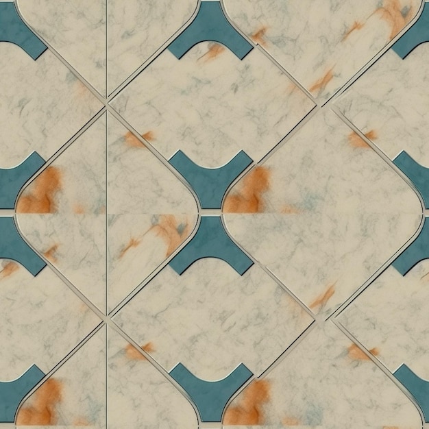There is a tile with a blue and white design on it generative ai