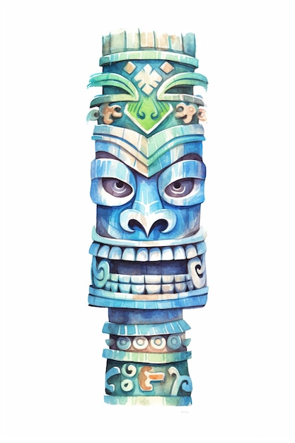 Photo there is a totem pole with a face on it generative ai