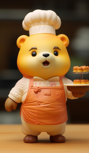 there is a toy bear that is holding a plate of food generative ai