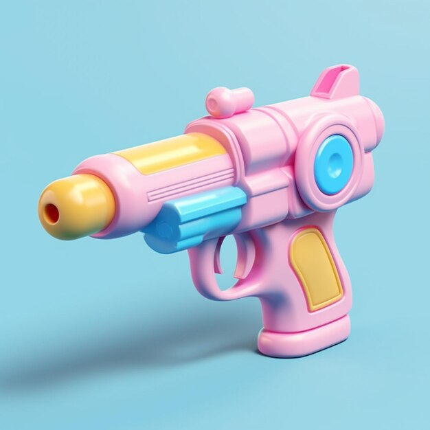 There is a toy gun with a yellow and blue handle generative ai