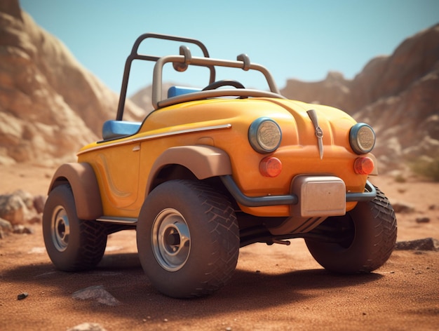 there is a toy jeep that is sitting in the dirt generative ai