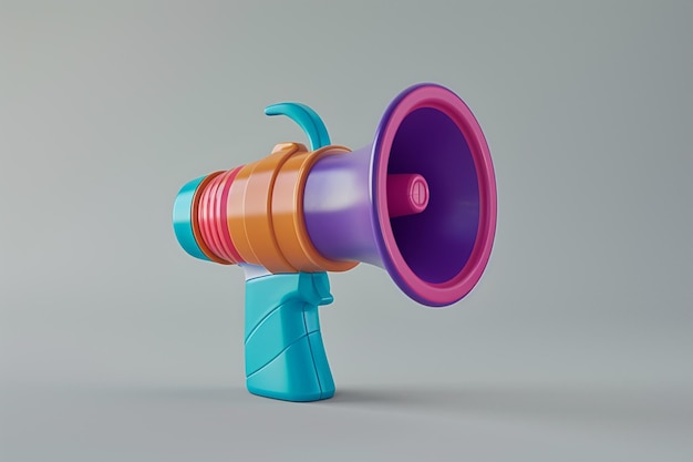 Photo there is a toy megaphone with a colorful handle on a gray background generative ai