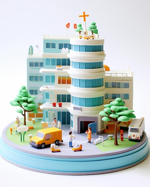 There is a toy model of a building with a construction crew generative ai