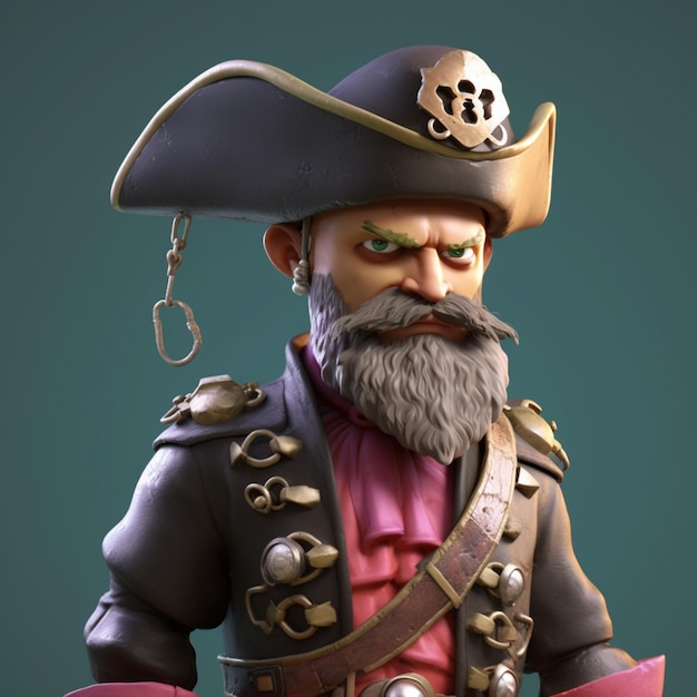 there is a toy pirate with a beard and a hat generative ai