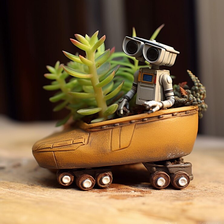 Photo there is a toy robot that is sitting in a boat generative ai