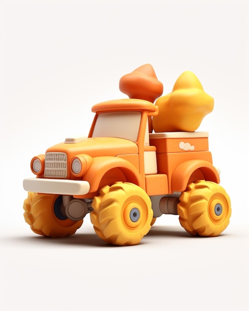 There is a toy truck with a cone on the back generative ai