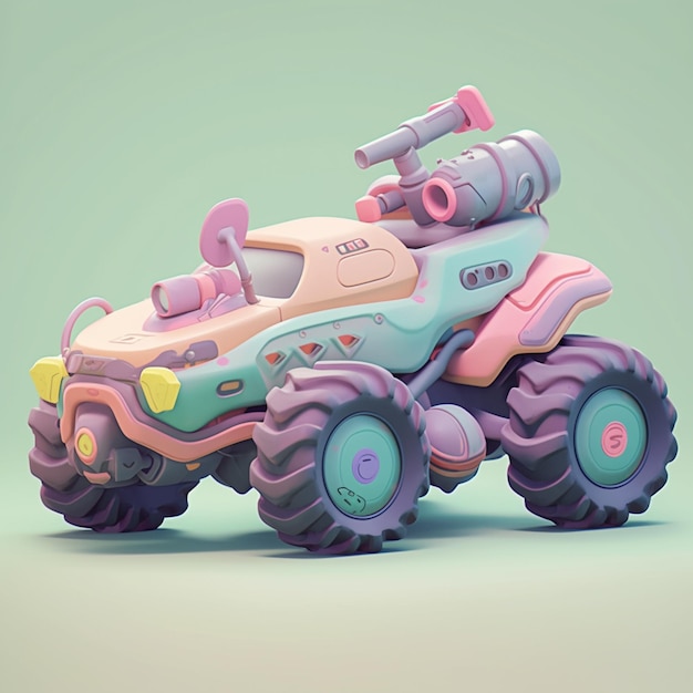 there is a toy truck with a gun on top of it generative ai