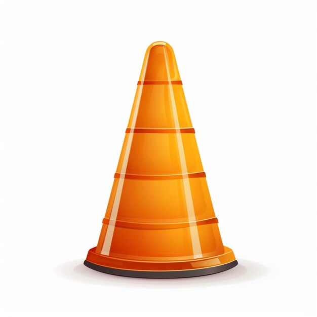 Photo there is a traffic cone that is orange and has a black base generative ai