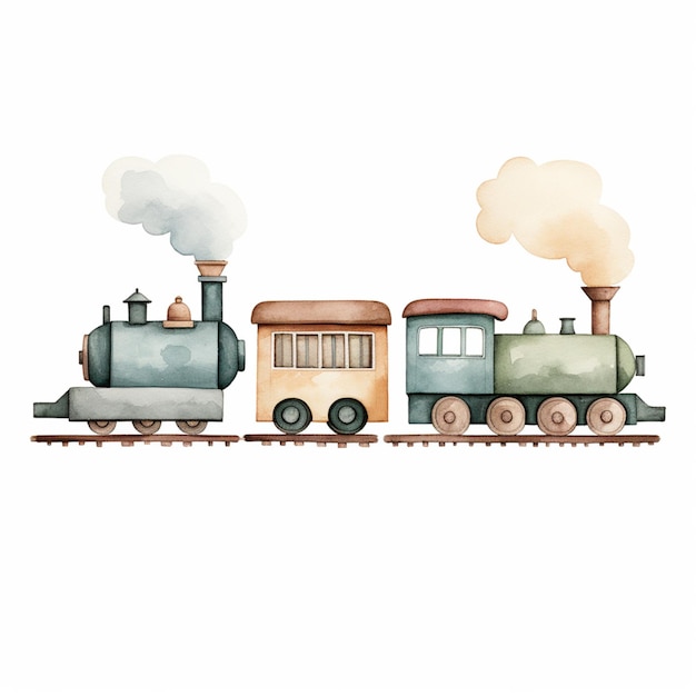 there is a train with smoke coming out of it on the tracks generative ai