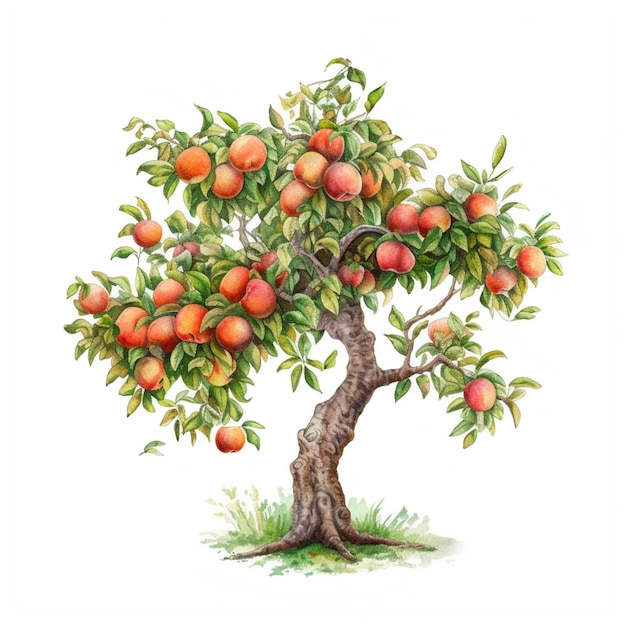 There is a tree with many fruits growing on it generative ai