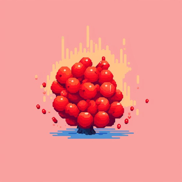 Photo there is a tree with red apples on it on a pink background generative ai