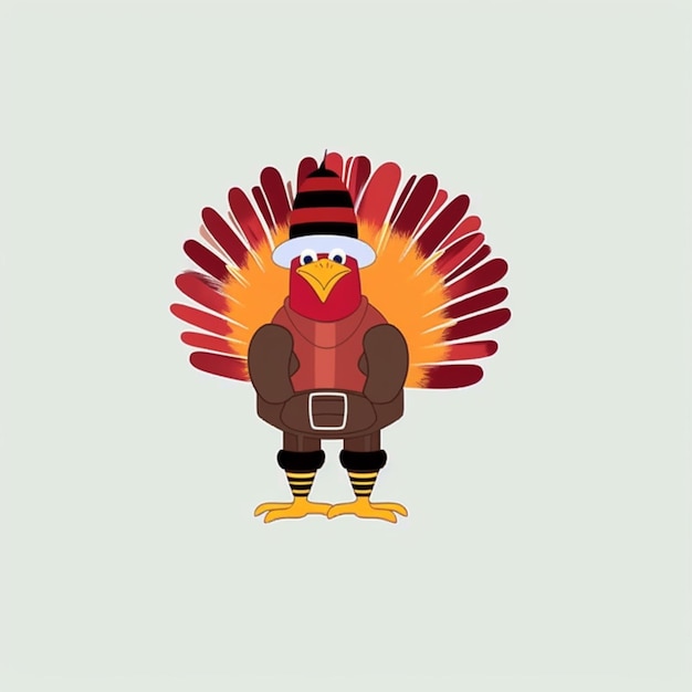 there is a turkey wearing a hat and scarf standing generative ai