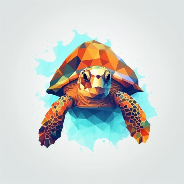 there is a turtle that is sitting on a blue background generative ai