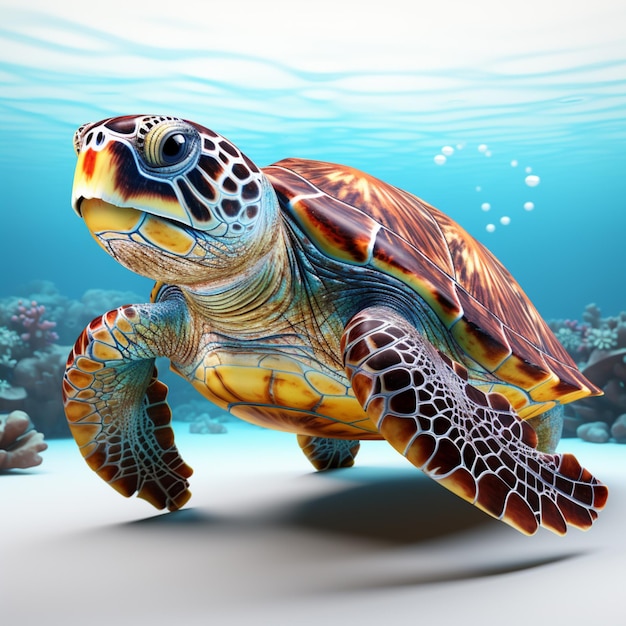 there is a turtle that is swimming in the water generative ai